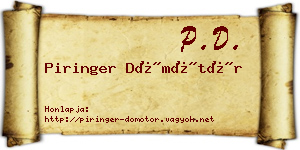 Piringer Dömötör névjegykártya